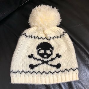 Skull Beanie with Pom Pom